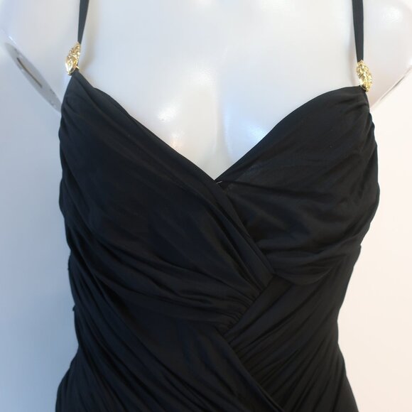 Womens Roberto Cavalli Black Ruched Dress W/Gold Hardware 42/S - Picture 6 of 14